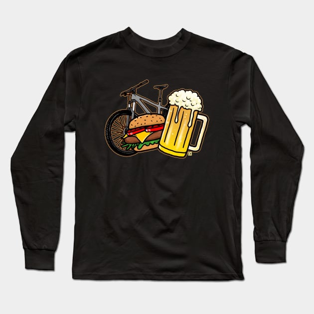 Bike, Burger and Beer Long Sleeve T-Shirt by CALMA
